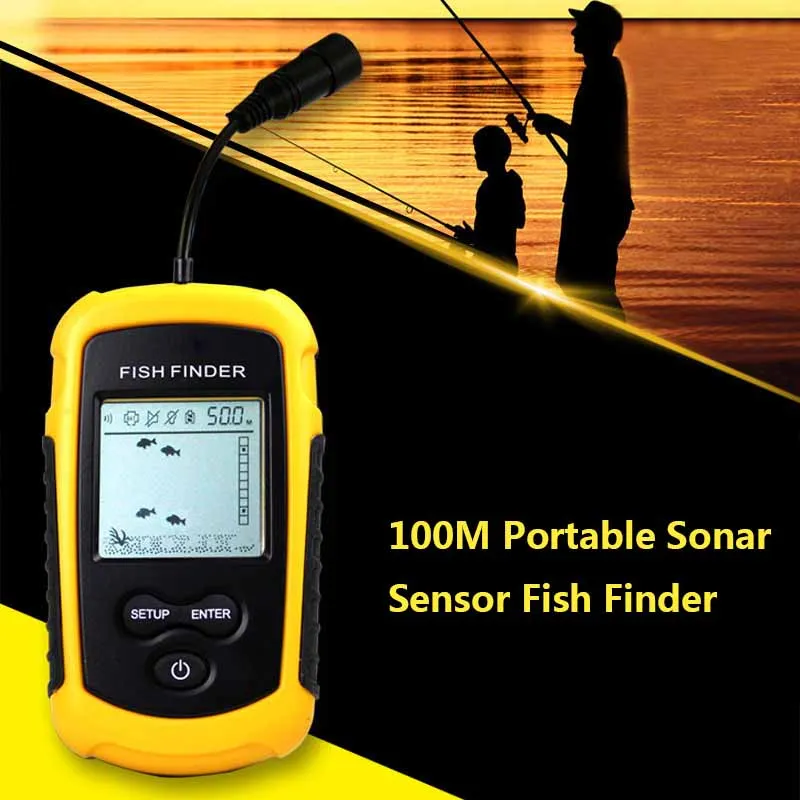 100 متر المحمولة الاستشعار سونار السمك مكتشف Fishfinder التقاط محول إنذار سهلة الاستخدام جعل الصيد أكثر ممتعة