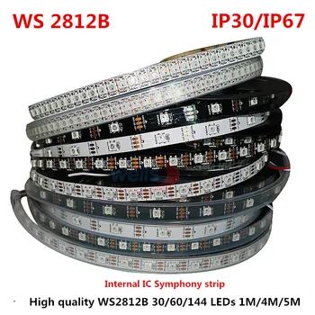 

LED Strip lights WS2812B 30/60/144 pixels full color intelligent 5050 built-in IC programmable water lamp IP65 IP67 Black/White