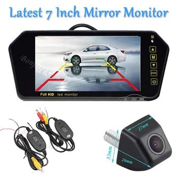 

Wireless Kit 7'' Color TFT LCD Screw Widescreen Video Input Touch Button Car Mirror Monitor Parking Reverse Rear view Camera