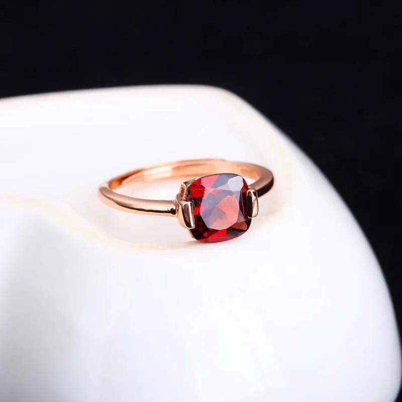 

CSJ Natural Garnet Rings Sterling 925 Silver Fine Jewelry Gemstone for Women Wedding Party Anel Aneis Gemstone Rings Gift