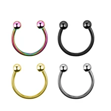 1 пара Мода 8 мм круглый поддельный нос кольцо перегородка из нержавеющей стали Лабрет брови шпильки пирсинг ювелирные изделия