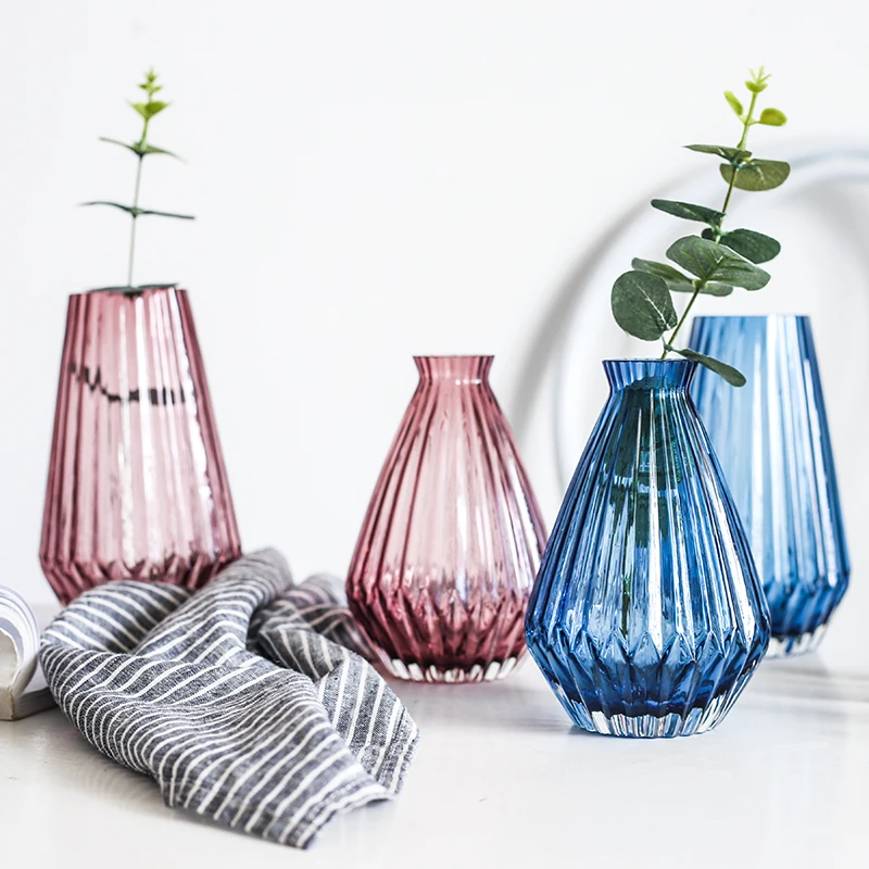 

Creative Origami glass vase blue glass terrarium flower vases wedding vases for table decorations home decoration accessories