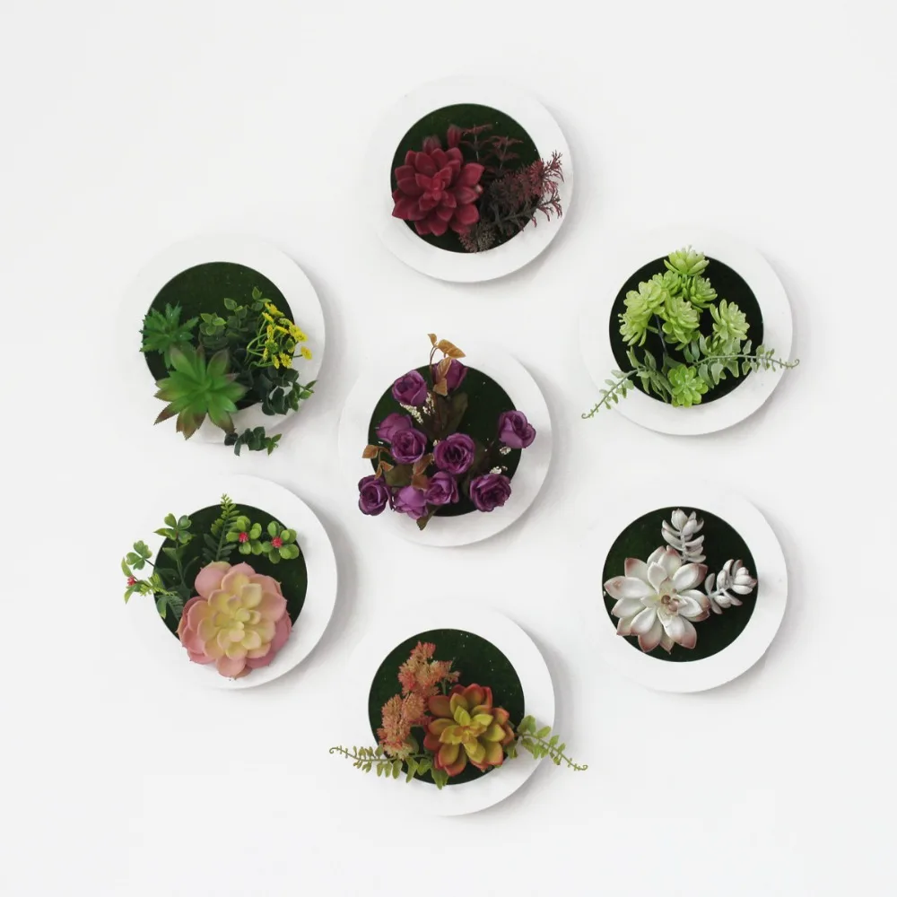 Billige Kreative 3D Künstliche Sukkulente Wand Dekoration Foto Rahmen Metope Kunst Kunststoff Gefälschte Pflanzen für Hotel Home Garten Decor