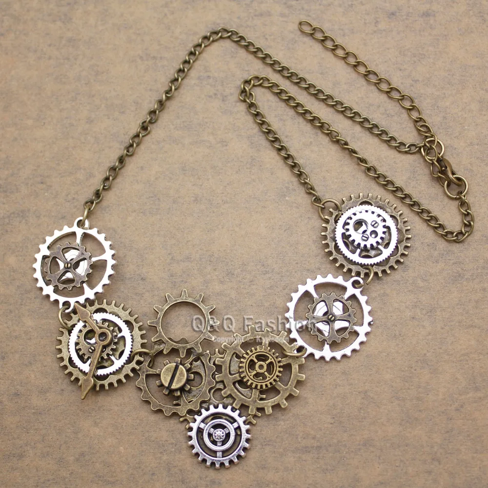 Винтажные часы с золотым и серебряным покрытием часовой стрелкой Cog Steampunk цепочка