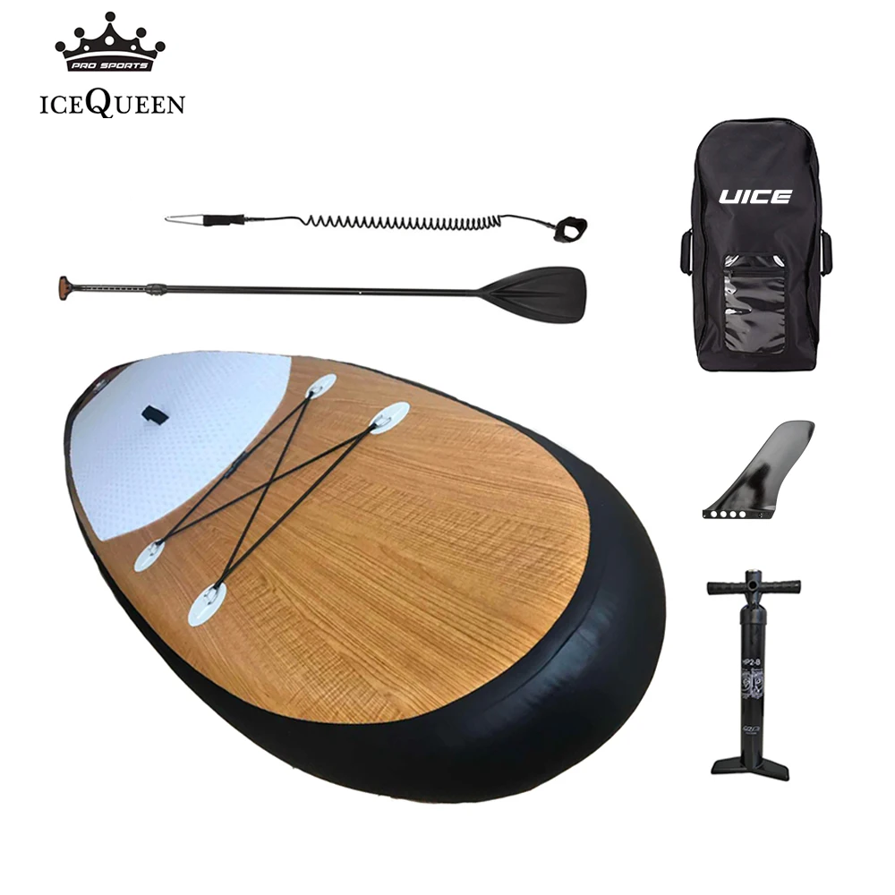 

FREE SHIPPING Basic Wooden 10'/10'6'' Inflatable Stand Up Paddle Board Inflatable SUP Board with optional accessories