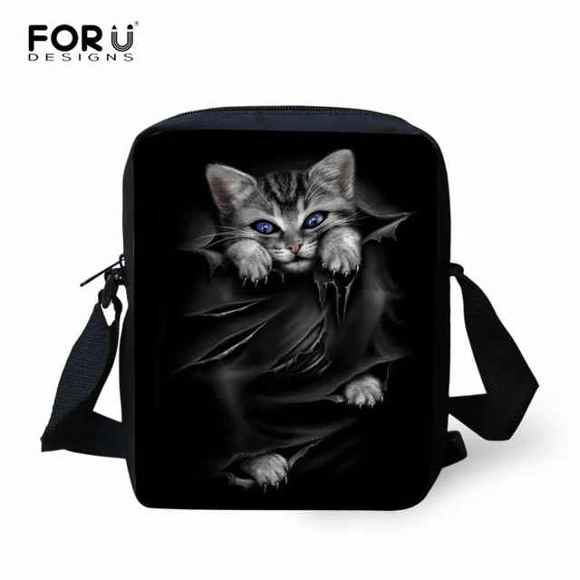 FORUDESIGNS/3 шт./компл. школьные сумки для девочек милые черная кошка печать детский ортопедический Рюкзак Детские книжные сумки Mochila Infantil - Цвет: L5068E