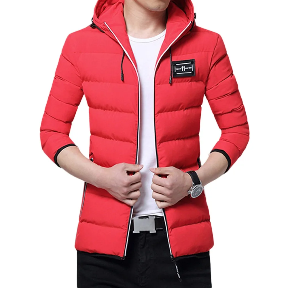 

Cloudstyle 2017 Fashion Padded Jacket Men Thicker Warmth Waterproof Design Hooded Coat Full Zipper Casual Style Parkas For Youth