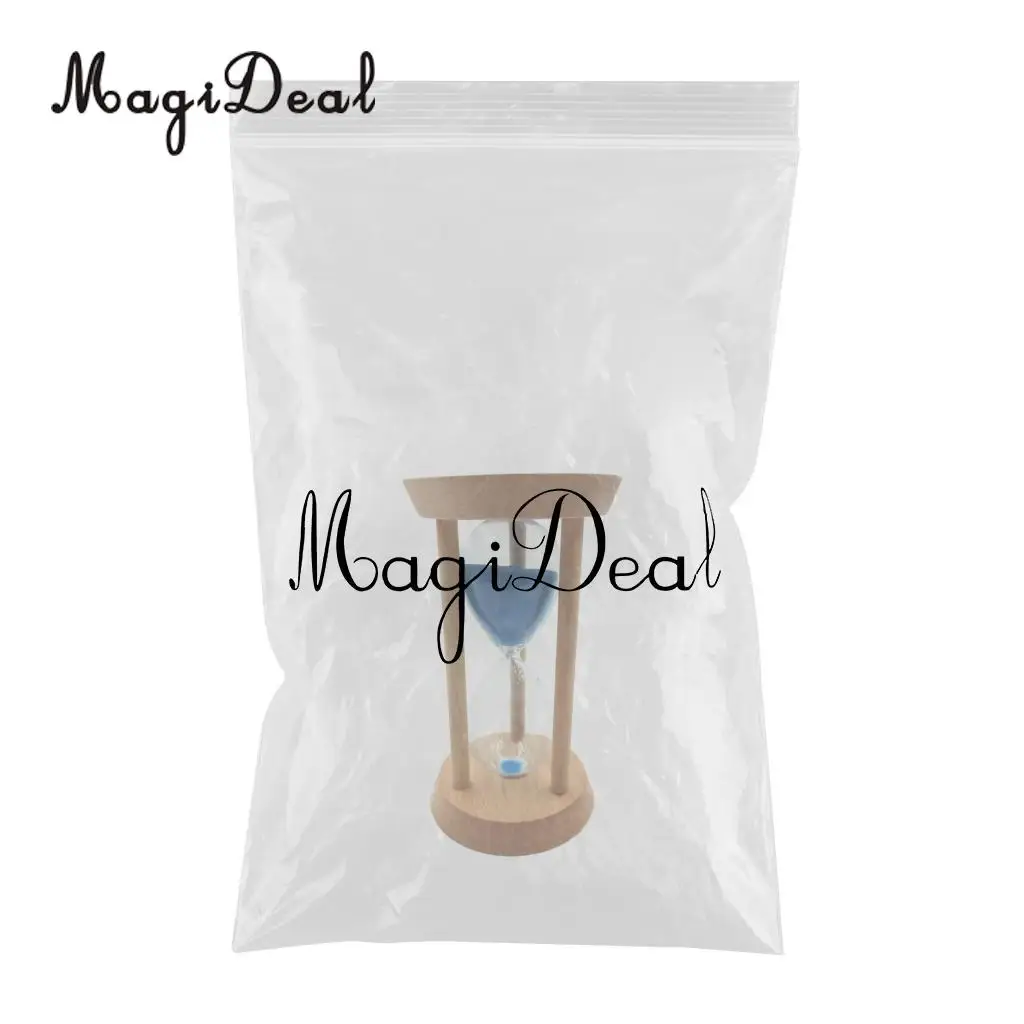 Round Shape Sand Glass Hourglass 15 Mins Oblique Wood Timer Kitchen Cooking Utensils Home Desk Bookshelf Decoration Blue