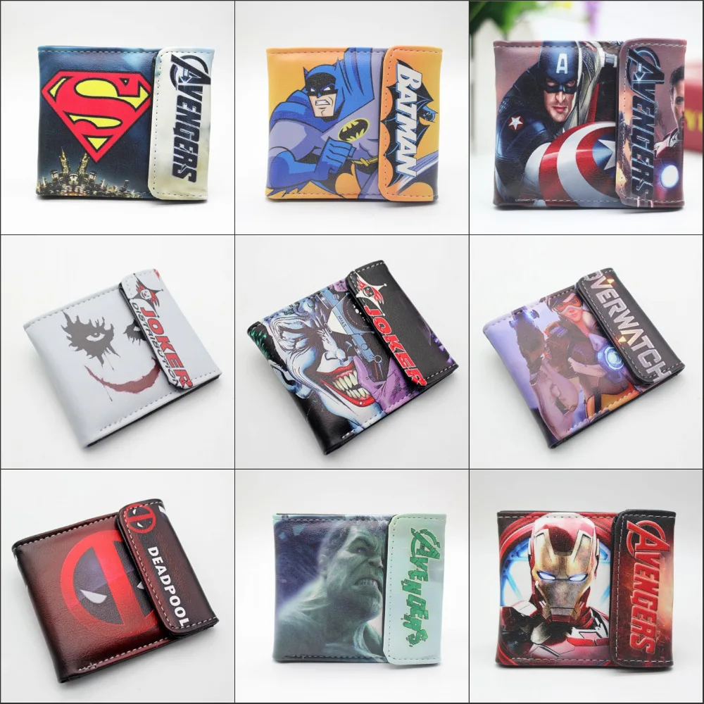 

Marvel Comics DC The Avengers Wallets Captain America Iron Man Purse Spiderman Superman Batman Leather PU purse 10 style
