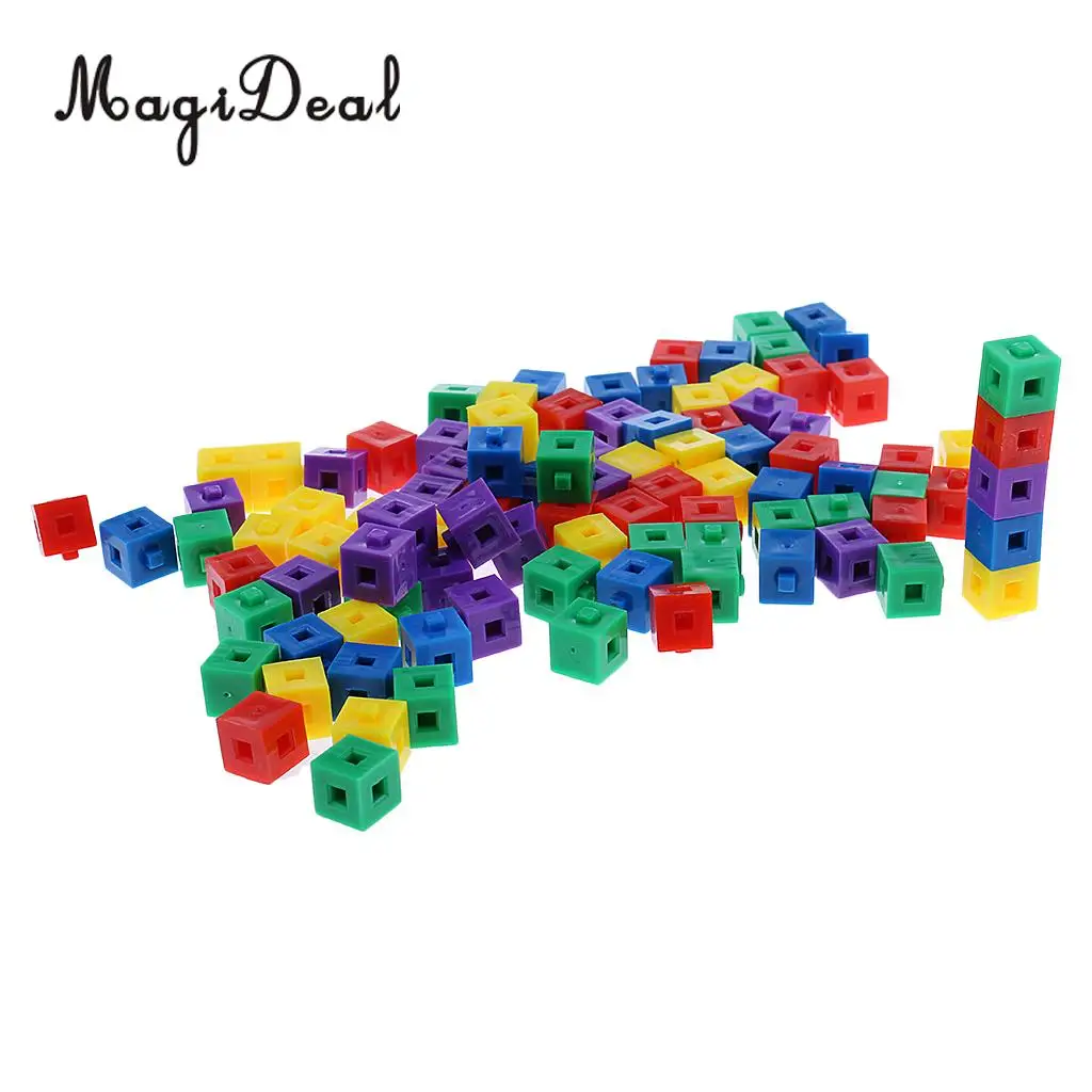 MagiDeal 100Pcs/Pack Plastic Kids Children Stacking Cube Building Kit Pop Linking Cubes for Party Fun Intelligence Toy 1cm