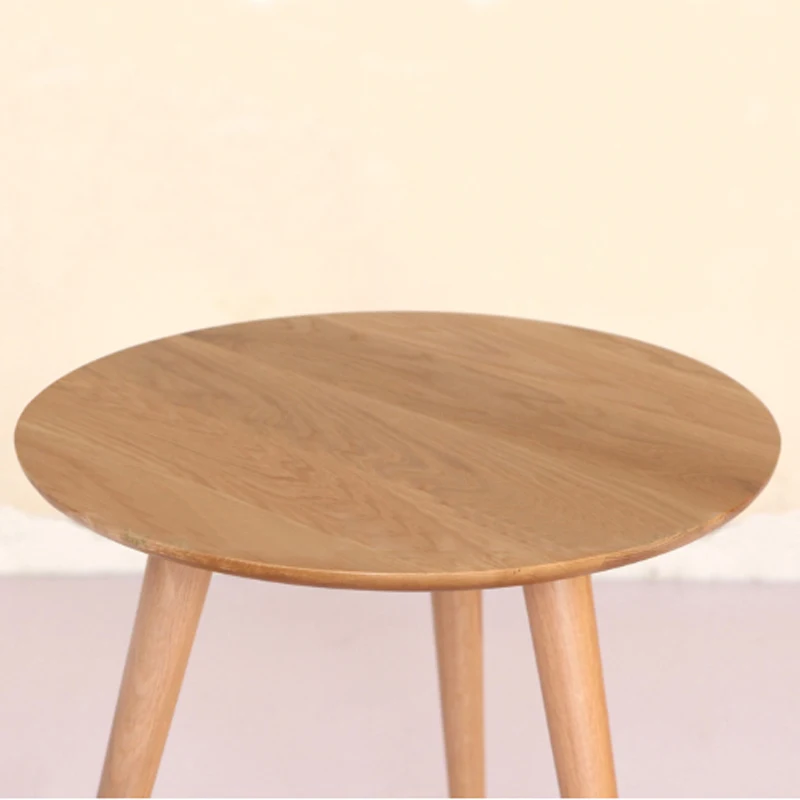 60 CM Round White Oak Wooden Table Coffee Table