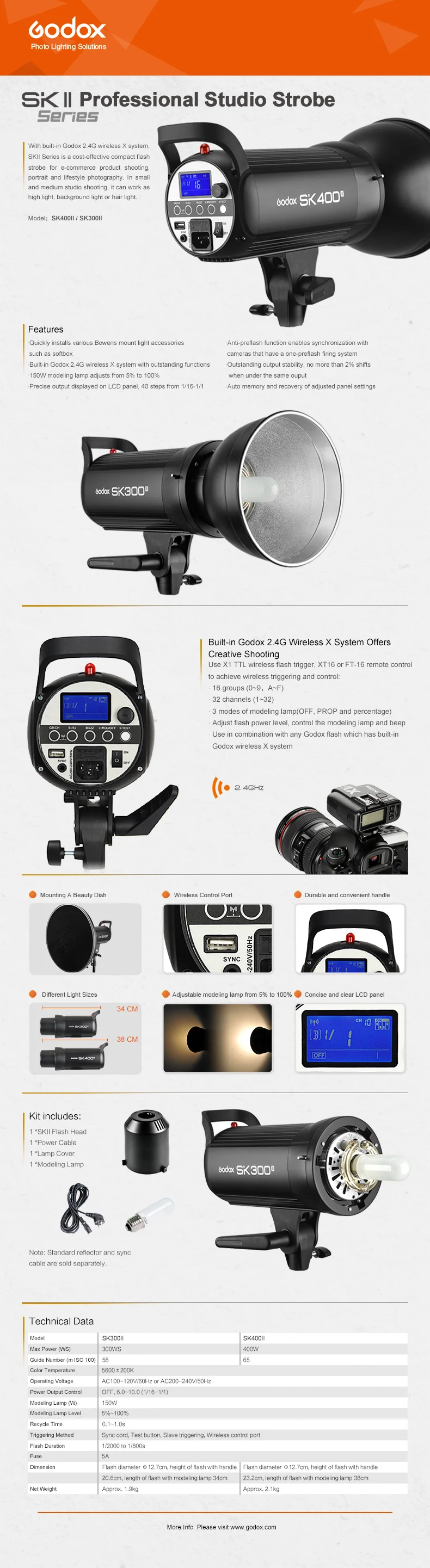 Студийная Вспышка Godox SK300II стробоскоп с триггером Xpro-N 60x60 см софтбоксы 185 см световая подставка для камеры Nikon