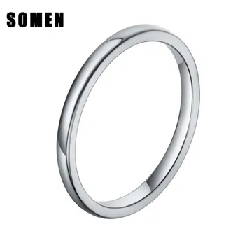

Somen High Polished 2mm 925 Sterling Silver Women Rings Plain Dome Tarnish Resistant Ring