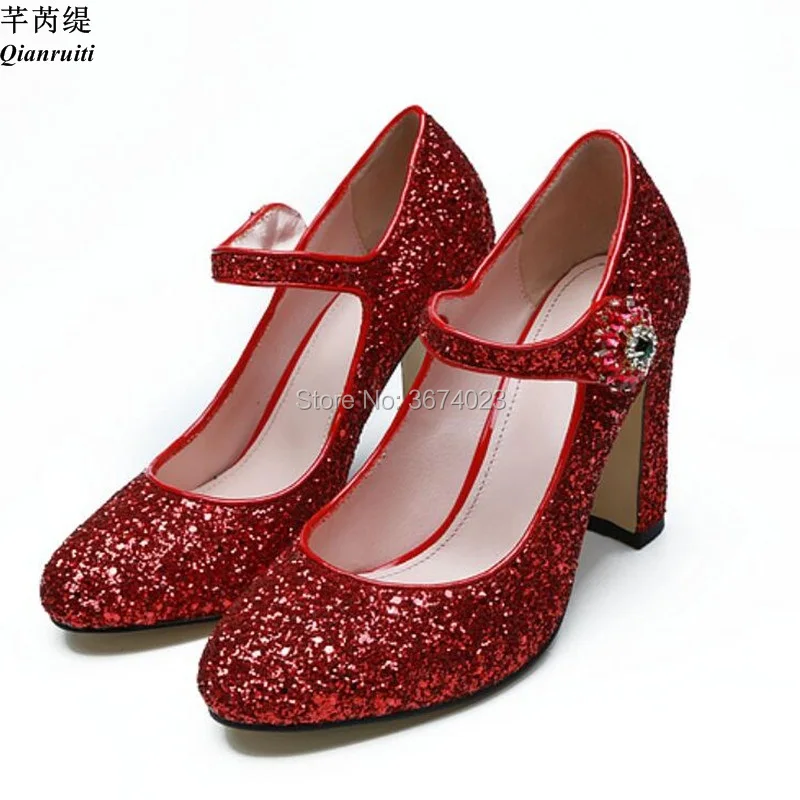 red glitter high heels