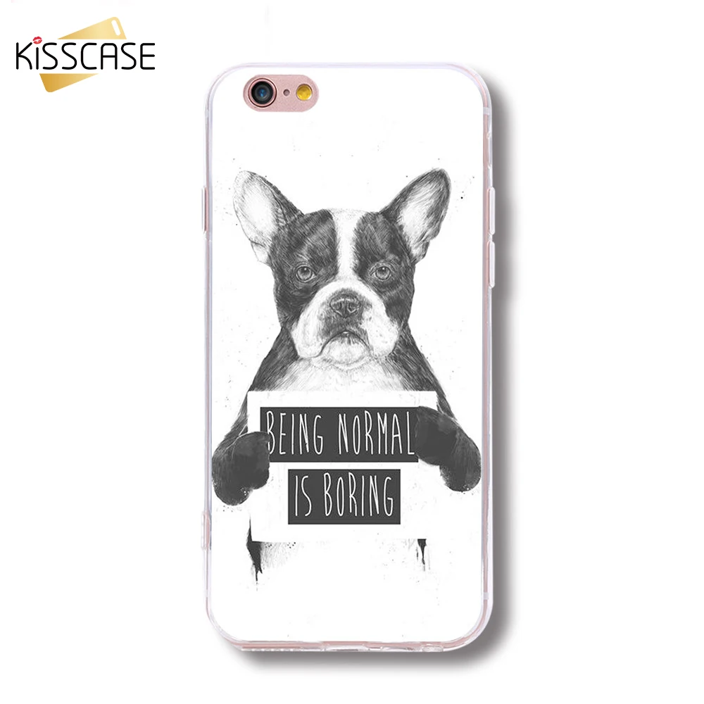 KISSCASE Симпатичные из мягкого ТПУ чехол для iPhone X 8 7 6 S Plus XR XS макс собаки Чехлы с