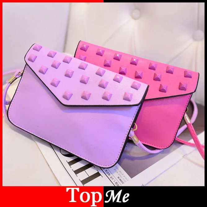 

Retro Women Bags Cross Body One Shoulder Bag Rivet Lady Keys Mobile Phone Envelope Messenger Bags Women PU Leather Wallet Purse