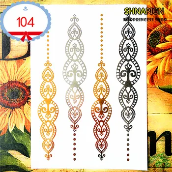

SHNAPIGN 25 style Temporary Tattoo Body Art, Gold silver totem Designs, Flash Tattoo Sticker Keep 3-5 days Waterproof 21*15cm