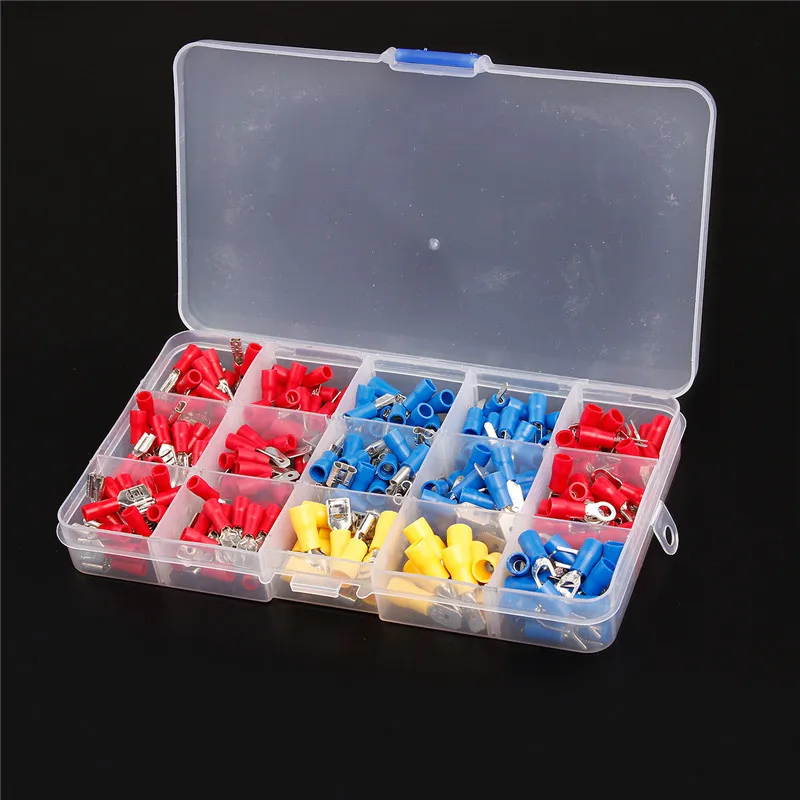 

280/300Pcs Assorted Insulated Spade Crimp Terminal Butt Electrical Wire Connector Cold-Pressure Terminals Set Red Blue Yellow