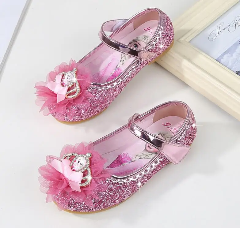 New Summer Children Sandals Girls Princess Shoes With Bow PU Leather Elsa Design Wedding Kids Dress Shoes for Girls EU 24-36