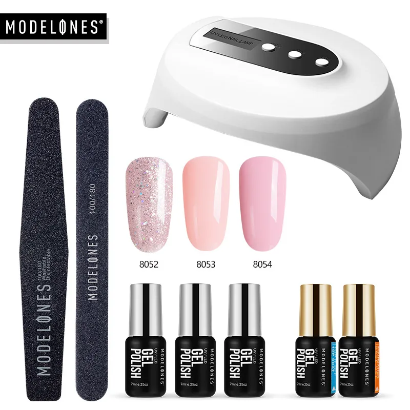 

Modelones 36W UV Led Lamp Cure UV Gel Polish Soak Off 3 Colors Nail Gel Base Coat Top Coat Nail Manicure Kit Tools Set