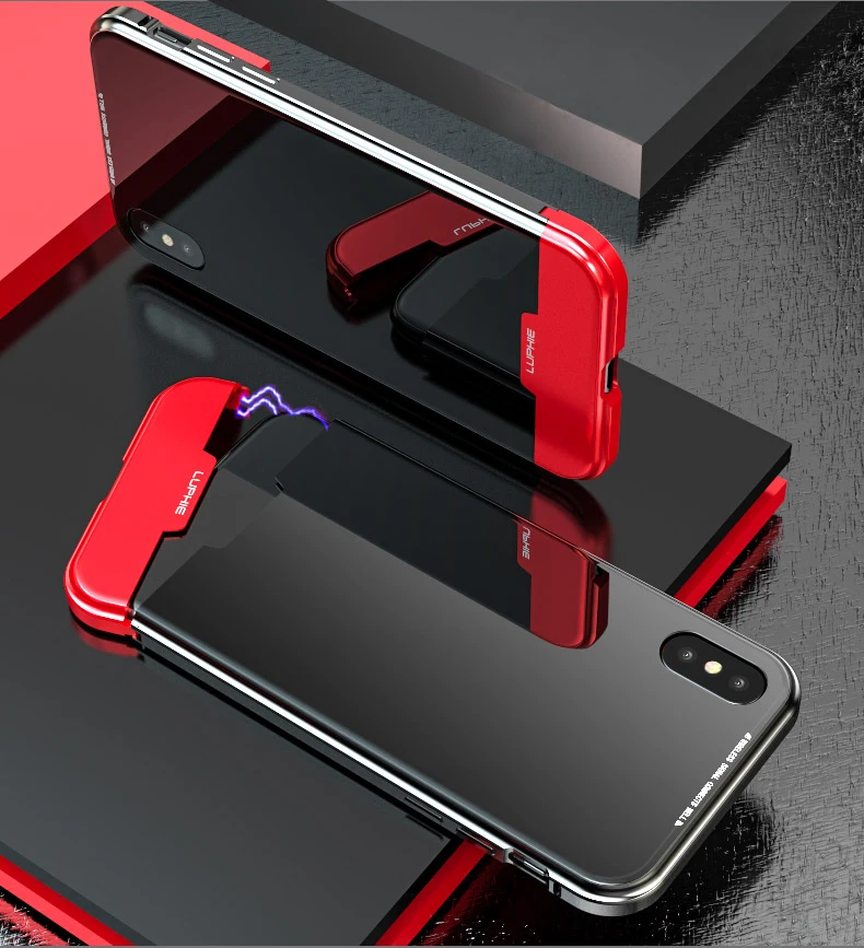 Металлическая Броня стеклянная задняя крышка для iphone XR XS Max Magnet чехол для Apple iphone X XS бампер чехол для iphone XS Max iphone X чехол