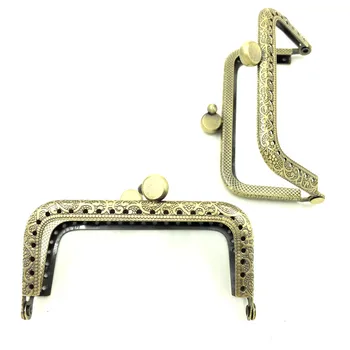 

10Pcs Antique Bronze Tone Purse Bag Rectangle Frame Kiss Clasps Lock Clutch Oblate Head Handbag Handle 90x58mm