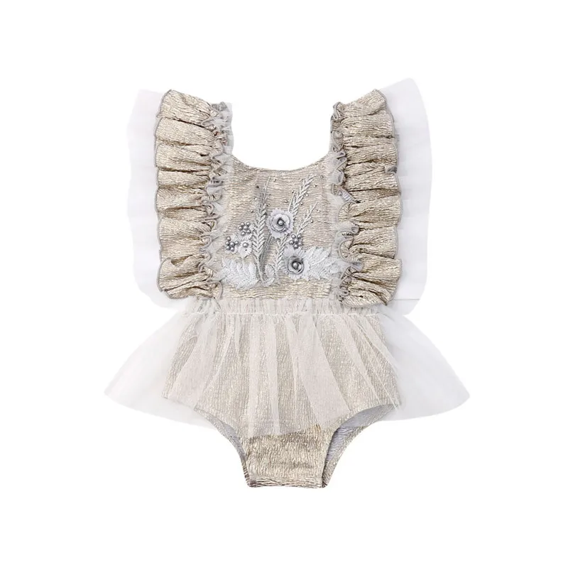 Sweet Baby Girls Lace Flower Romper 2019 Newborn Baby Girl Sleeveless Backless Romper Sexy Ruffles Mesh Jumpsuit Outfits Sunsuit Baby Bodysuits for girl  Baby Rompers