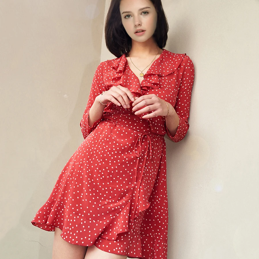 red wrap sundress
