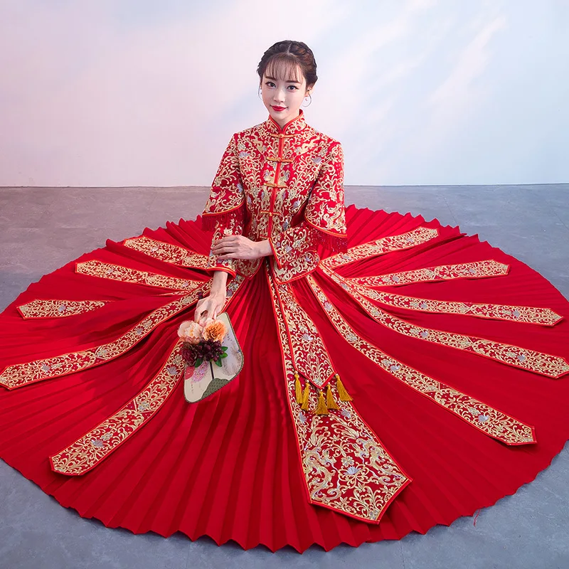 big sale luxury ancient royal red embroidery chinese bride wedding