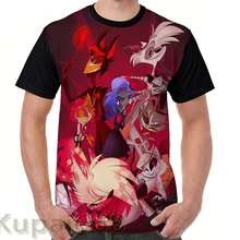 Забавная футболка с графическим принтом, мужские топы, футболки(), Hazbin, отельная литая женская футболка, повседневные футболки с коротким рукавом