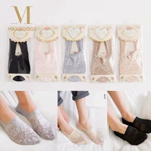 1 пара, женские, для девочек, весна-лето, мягкие, дышащие, милые, кружевные, с цветами, короткие, противоскользящие, невидимые, по щиколотку, удобные носки-башмачки