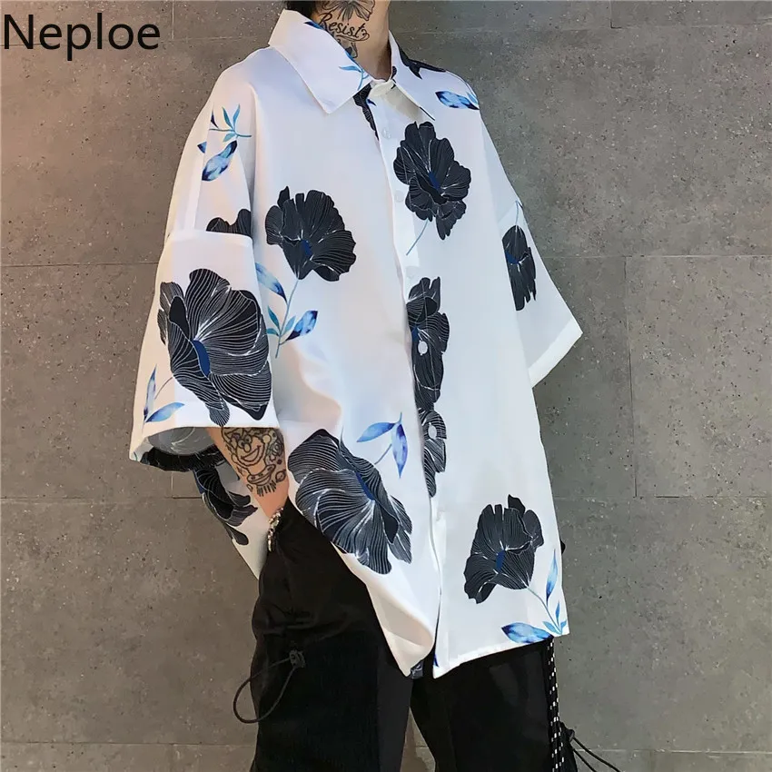 Neploe Harajuku блузка с цветочным принтом женская и Мужская Повседневная рубашка