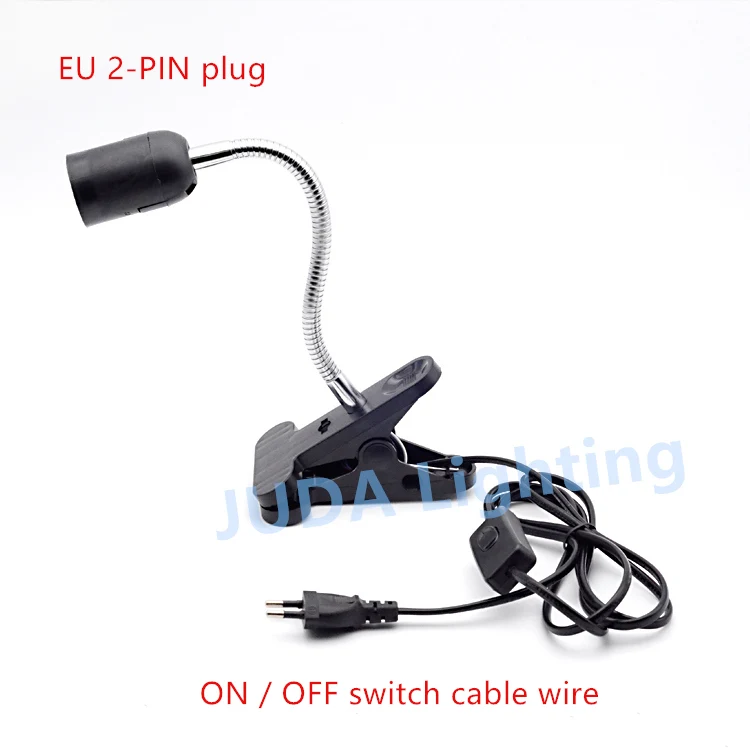 

Clip lamp holder E27 sockte lamp LED hose lamp base with EU 2 pins plug rocker button ON / OFF switch cord set table lamp light