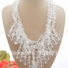 Потрясающие! 3 нити белый кристалл ожерелье-застежка