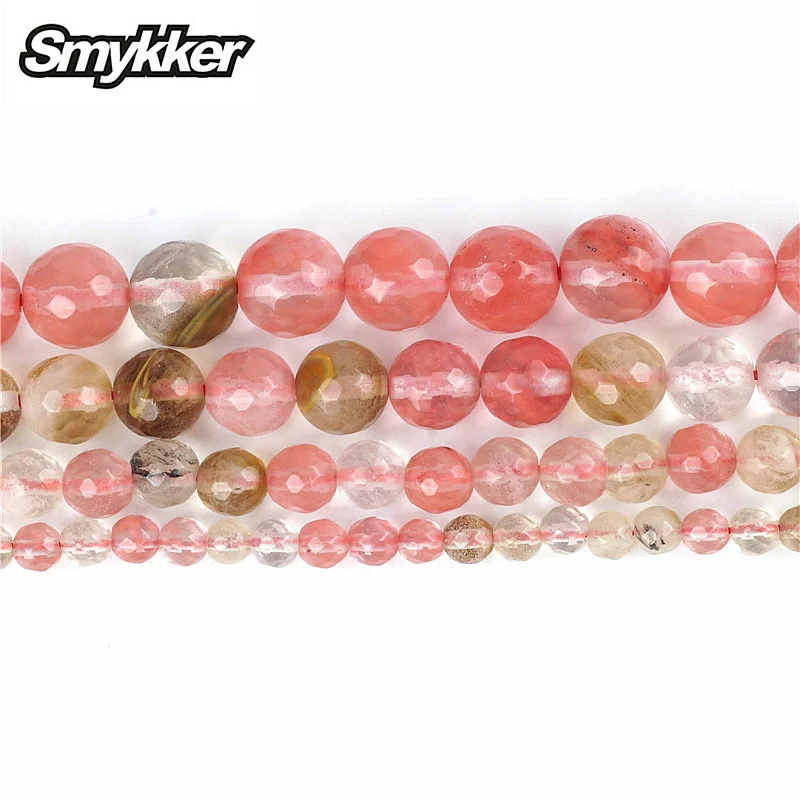 

Gorgous Crystal Faceted Section Bead Watermelon Red Stone Beads Section Round Loose Beads for Jewelry Making Necklace Bracelet