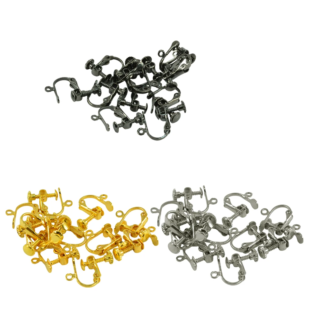 36 Pieces Non-Piercing Brass Adjustable Screw Earring Clip Hooks DIY Crafts