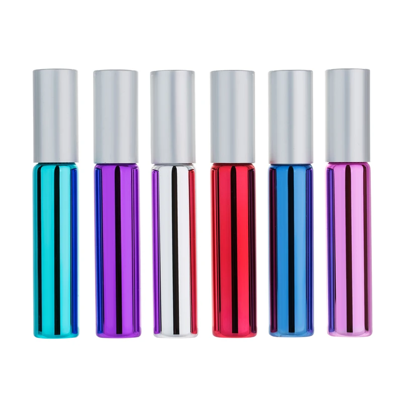 

MUB-(6PCS/Lot) 10ML UV Perfume Bottle Steel Ball Vials Empty Essential Containers Roller Ball Bottles For Essential Oil