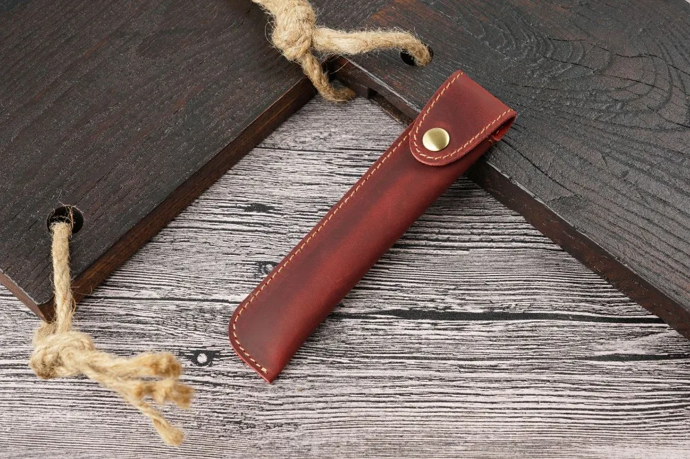 Personality Leather Retro Pencil Case 17*3.8 cm Cowhide Pen Holder for One Pen Joy Corner