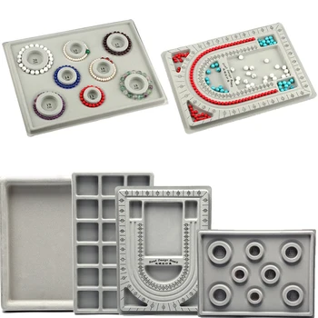 

1Pcs Gray Flocked Bead Board Bracelet Necklace Beading DIY Jewelry Making Organizer Tray Design DIY Craft Tool Accessories