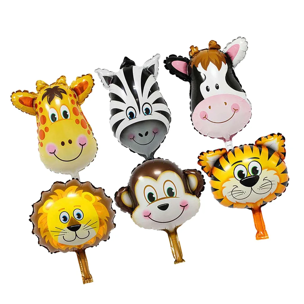 Pack Of 6 Zoo Farm Animal Face Helium Foil Balloon​ Children Party Accessories