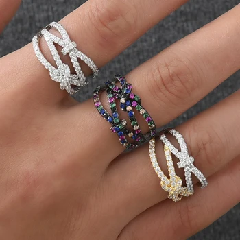

GODKI Rainbow Color Luxury Party Statement Stack Rings For Women Wedding Cubic Ziron CZ Wedding Dubai Bridal Finger Ring 2019