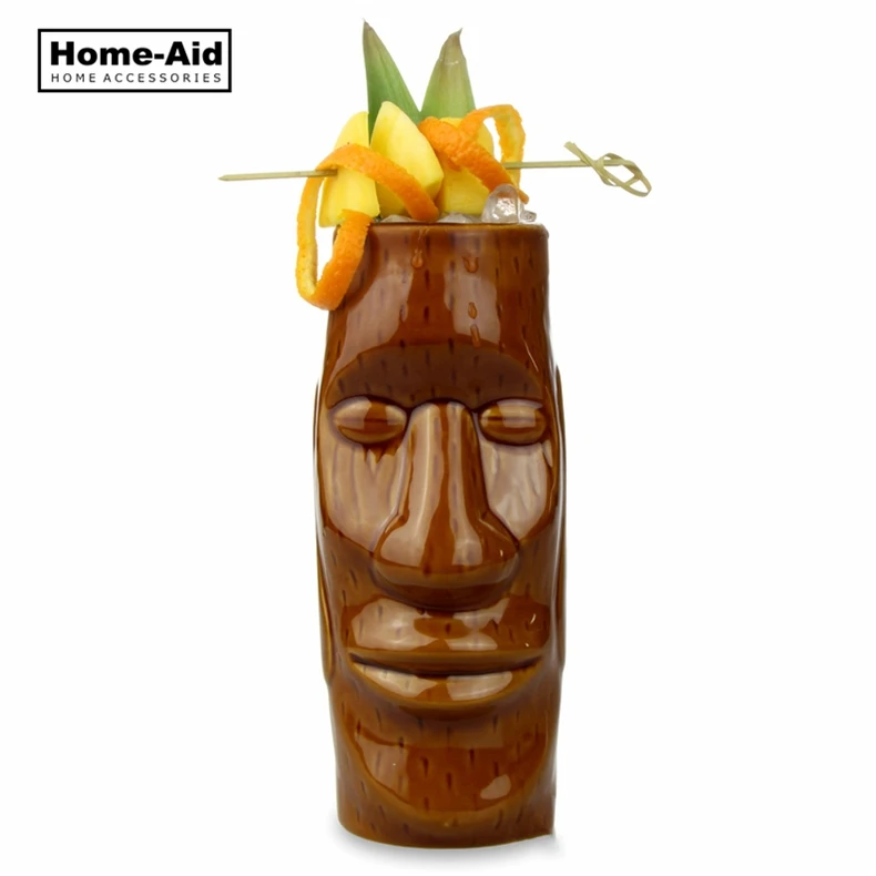 

New Hawaii Tiki Mugs Cocktail Cup Beer Beverage Mug Wine Mug Ceramic Easter Islander Tiki Mug 450ml