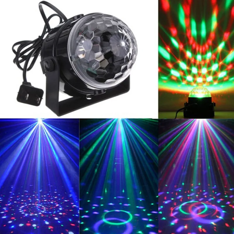 

Mini RGB LED Magic Ball Lamp Night Light Colorful Music Magic Stage Lights Voice-control Lamp Bulb for Party Decoration Z3