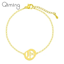 Изготовленный на заказ браслет с инициалами из нержавеющей стали, Женский ножной браслет с английским алфавитом и надписью 26 A-Z, подарок на день рождения