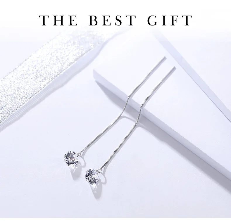 6  crystal long earrings for women