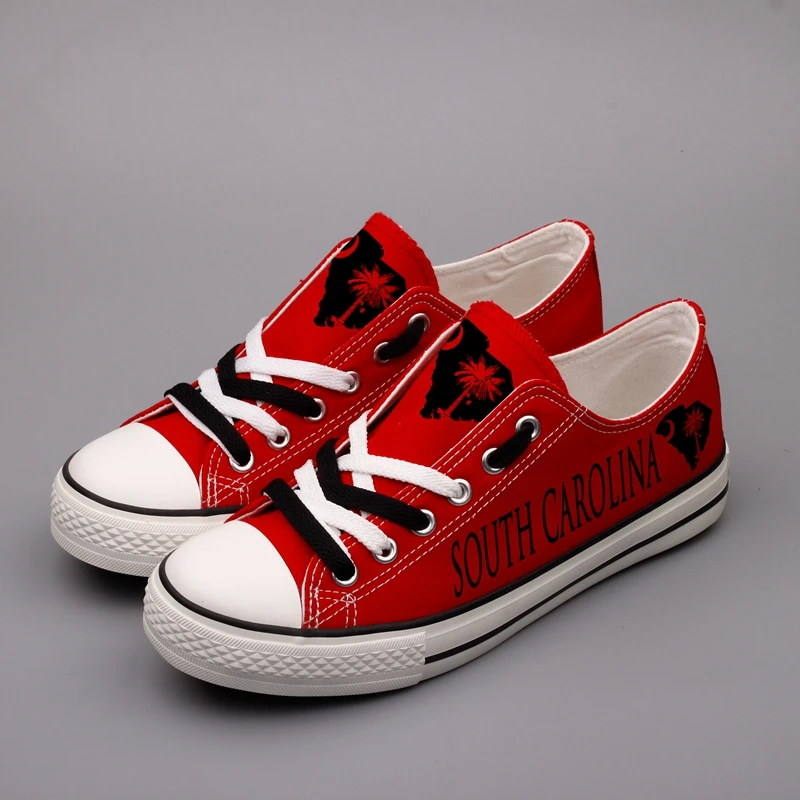 

E-LOV Fashion Men Red Bottom Canvas Shoes Printed United States Logo Americans Customized Flat Shoes Leisure Shoe Schoenen