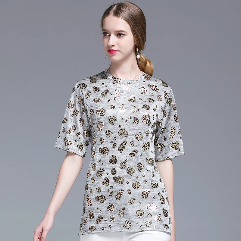 

2019 Women's T-shirt Short-sleeved Cotton Ladies Shirt Round Neck Leopard Print Loose Harajuku T-shirt Was Thin Lazy Wind