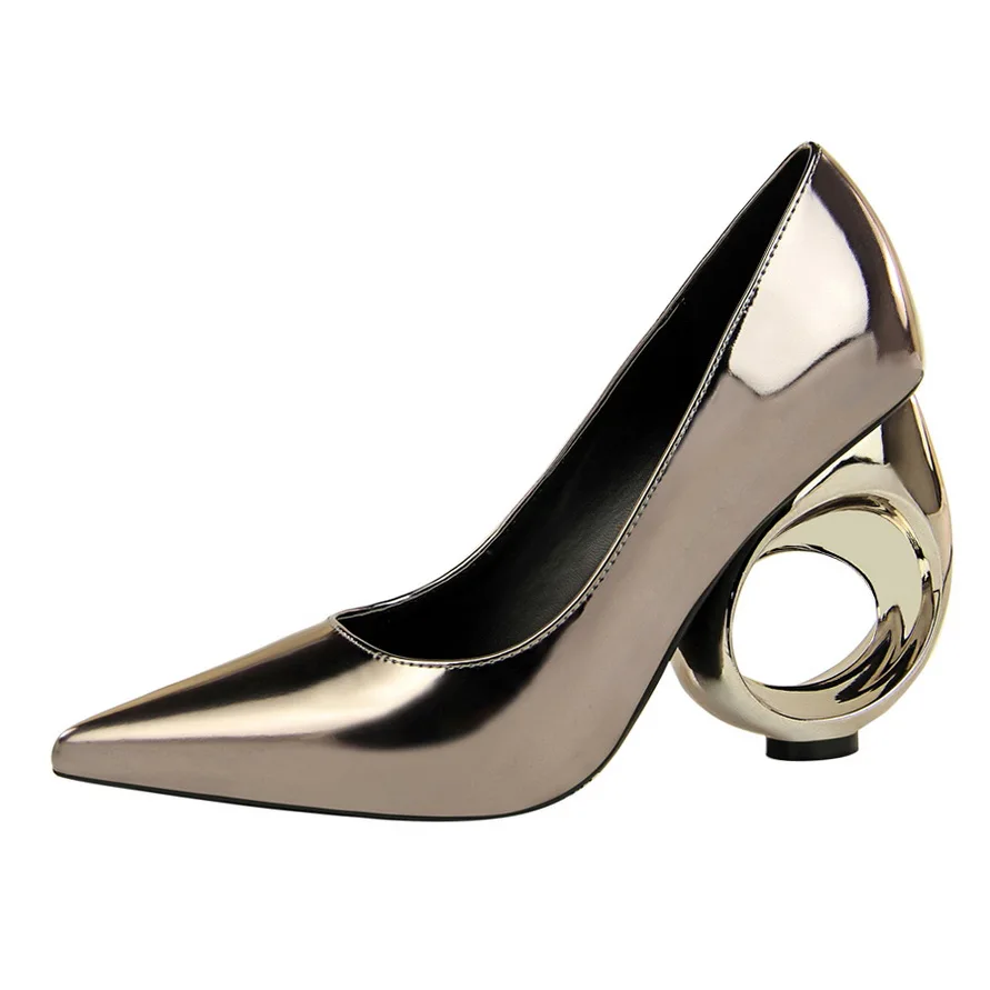amp; Estilo Boda Mujeres plata {d Las Tacón Zapato Zapatos Henlu} Extraño Negro Alto Mujer Fiesta Talón De Rebaño champagne bronzo Bombas FvaBdaqx