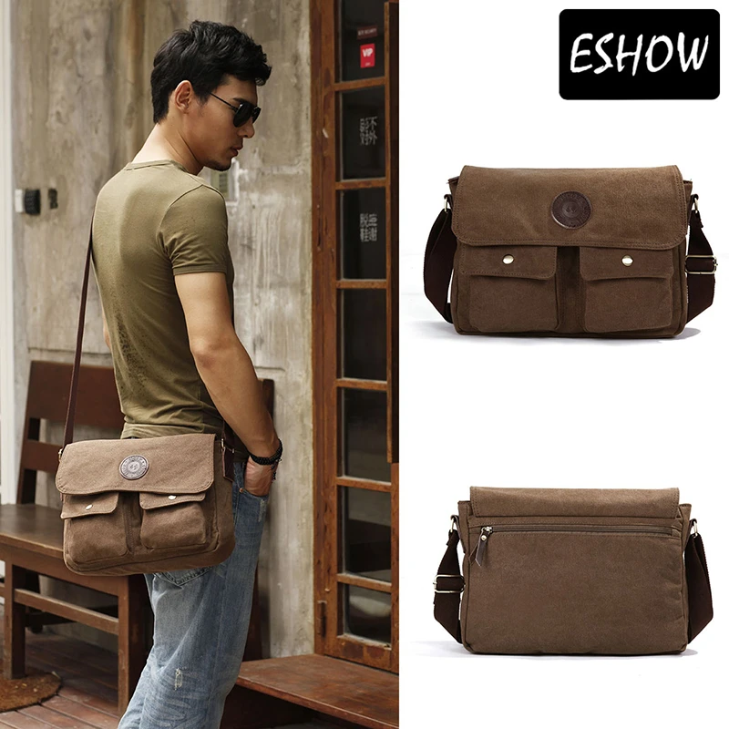 Eshow Mens Messenger Bags Canvas Bag Vintage Crossbody Bags Travel