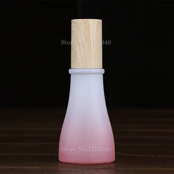 

40ml 40g Pink Cosmetics bottle jar/glass Wood cover Frosted glass makeup packing box / Emulsion Cream Bottle 100pcs/lot